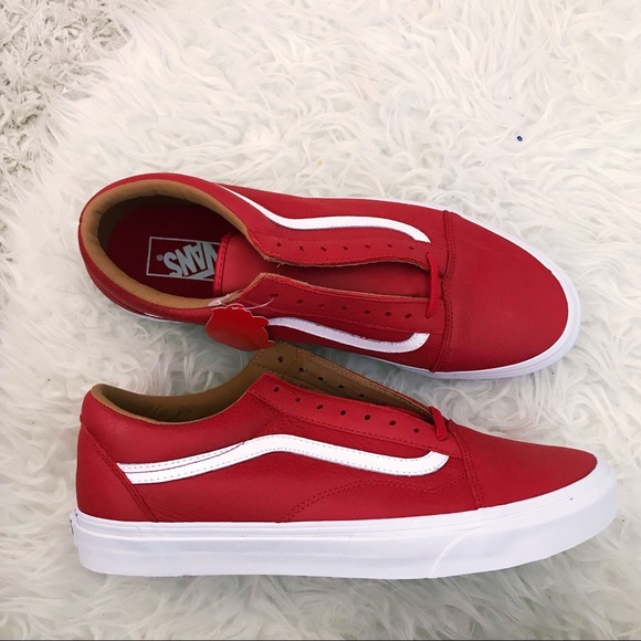 red leather vans old skool